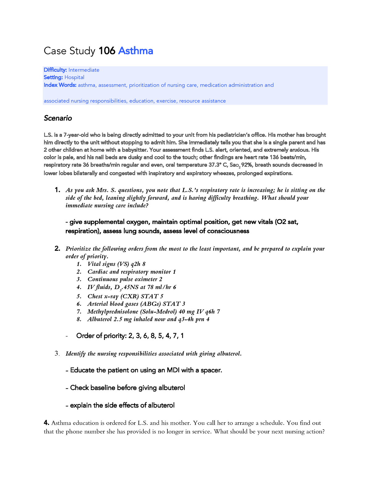 case study 106 asthma