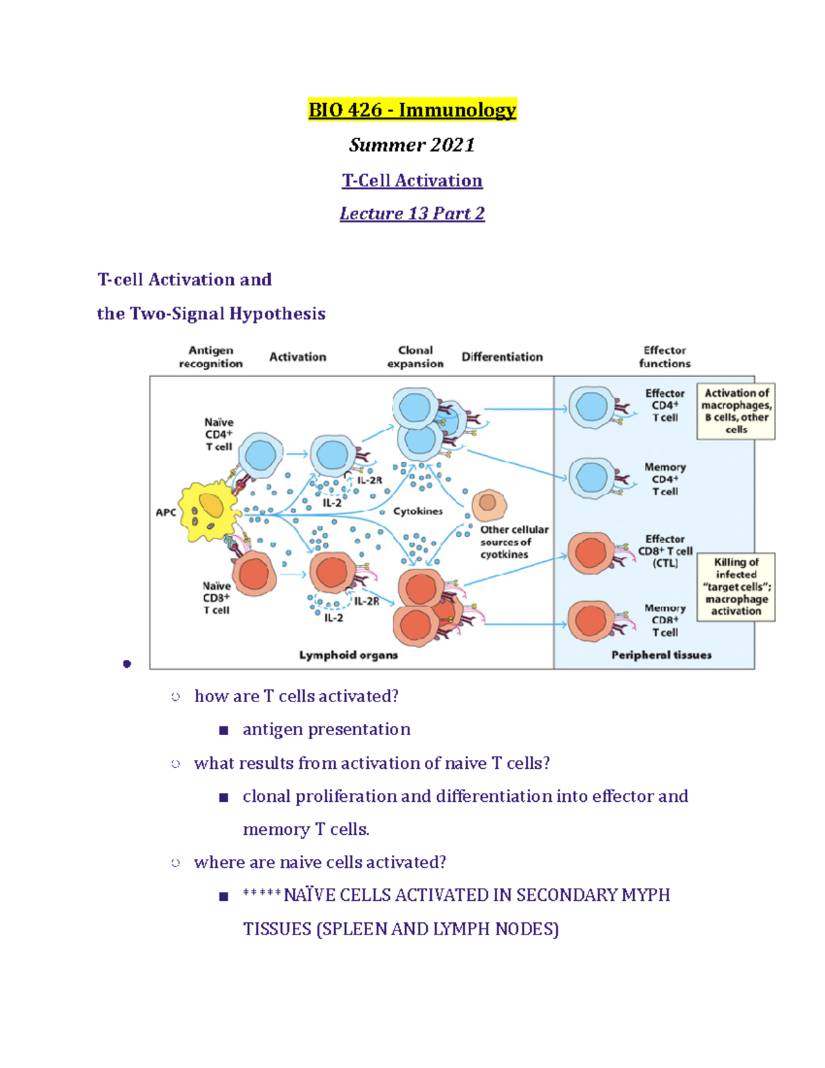 BIO 426 Lecture 13 Part 2 - Summer 2021 - BIO 426 - Studocu