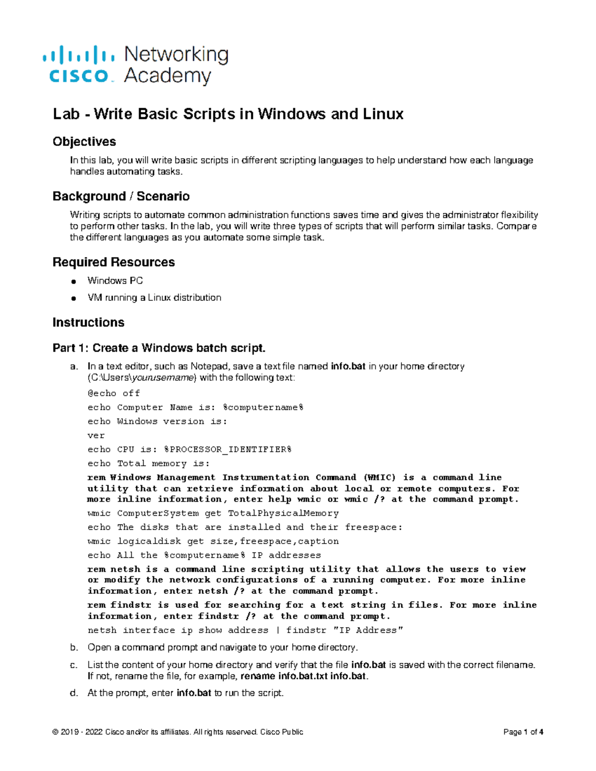 este es el trabajo - Objectives In this lab, you will write basic ...