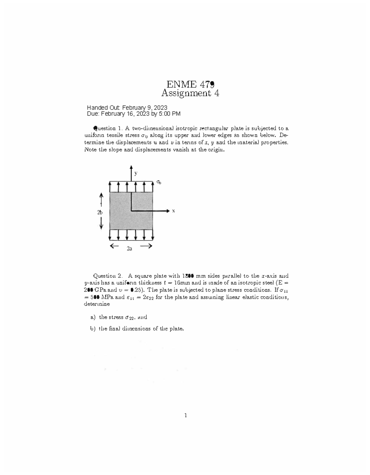 Assignment 4 W2023 Solutions - ENME 479 Assignment 4 Question 1. A two ...