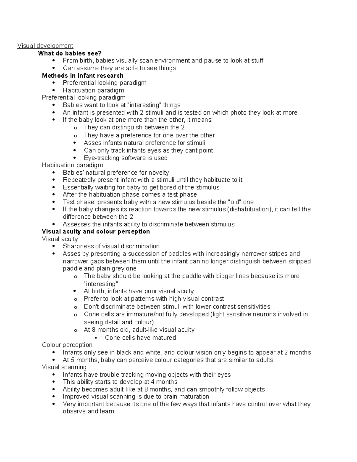 Psyc304 chapter 1 notes - Visual development What do babies see? From ...