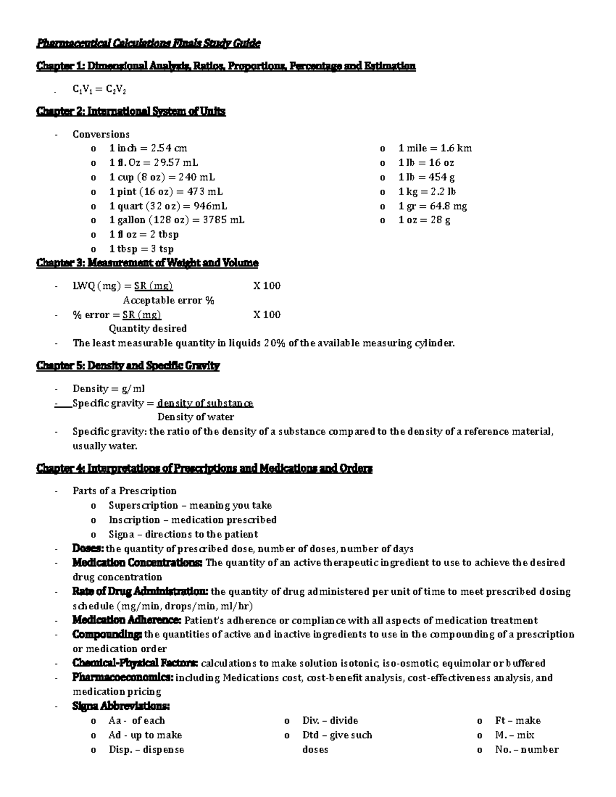 pharmaceutical-calculations-finals-study-guide-psb-331-mcphs