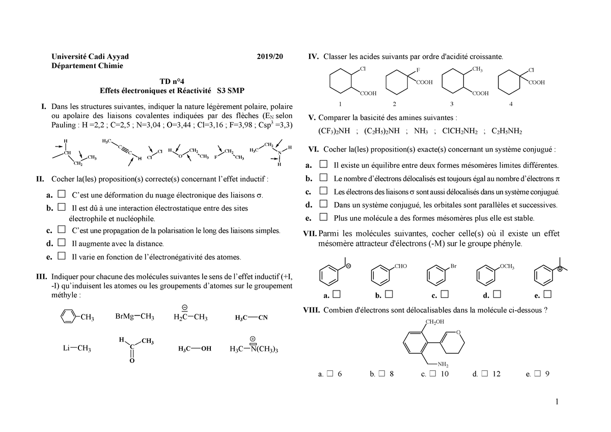 Travaux Dirigés De La Chimie Organique - Université Cadi Ayyad 2019 ...