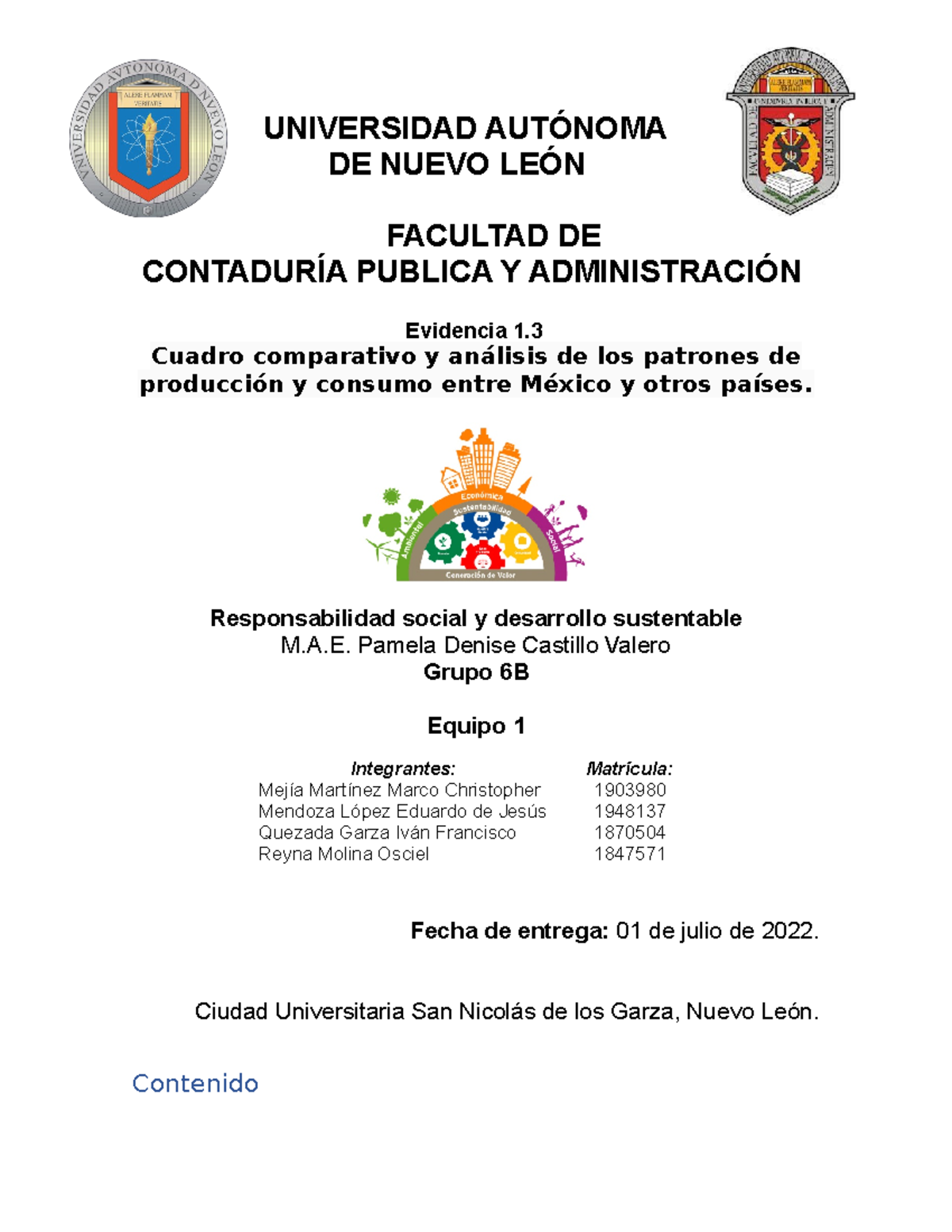 Evidencia 13 Cuadro Comparativo Universidad AutÓnoma De Nuevo LeÓn Facultad De ContadurÍa 3188