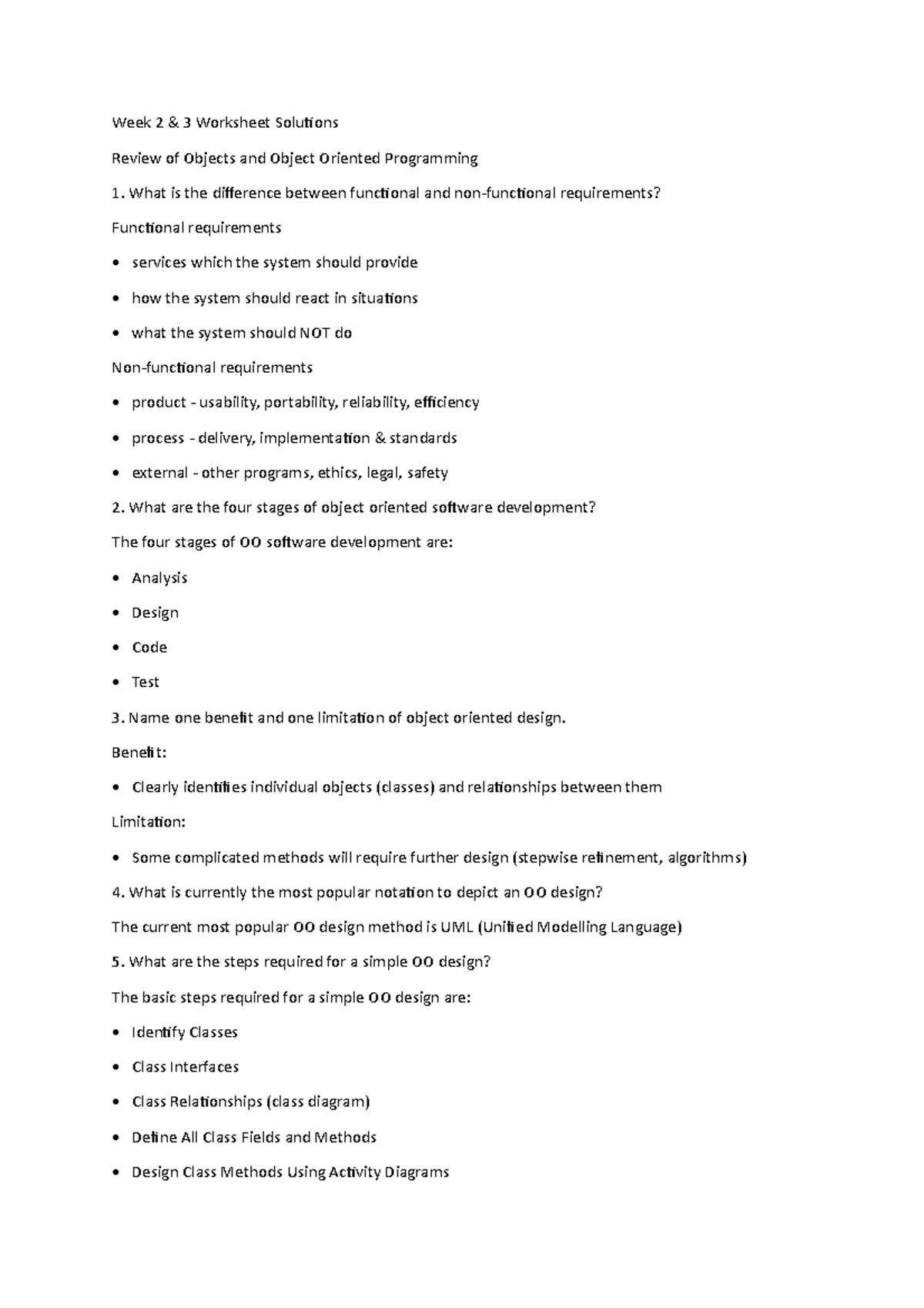 Sample practice Exam 2015 Questions Week 2 3 Worksheet Solutions 