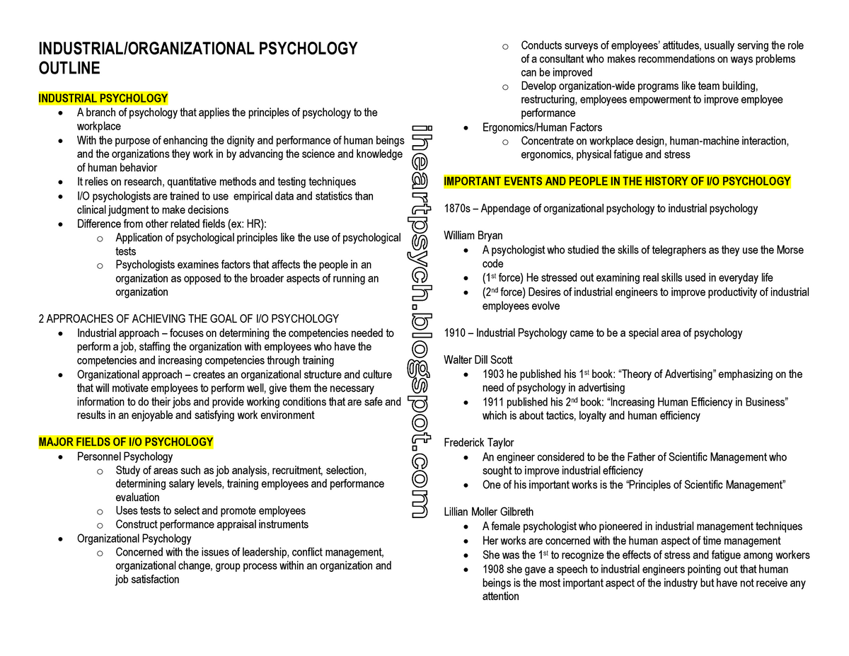 research ideas for organizational psychology