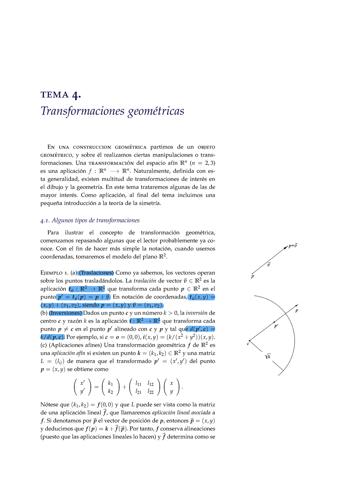 Tema4 - Resumen Del Tema 4 - Tema 4. Transformaciones Geométricas En ...