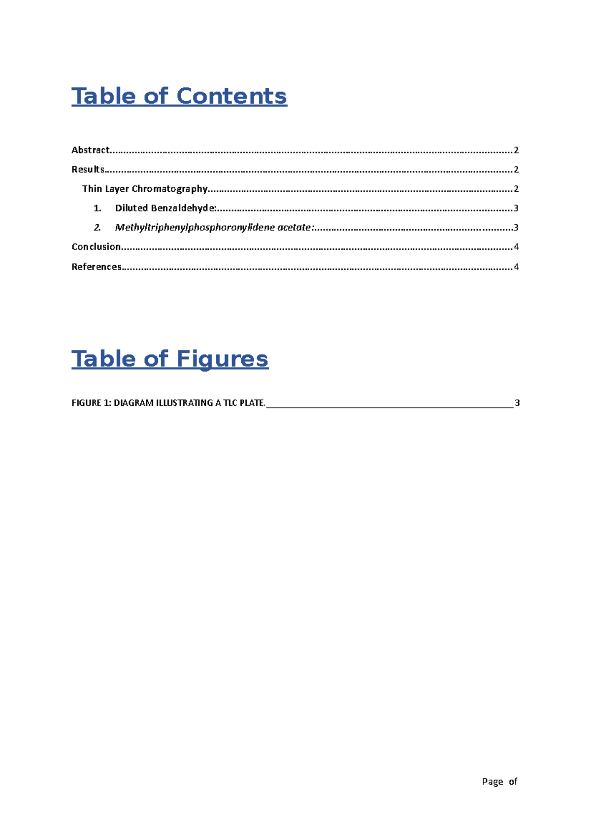 Green wittig reaction lab report - Table of Contents - Studocu