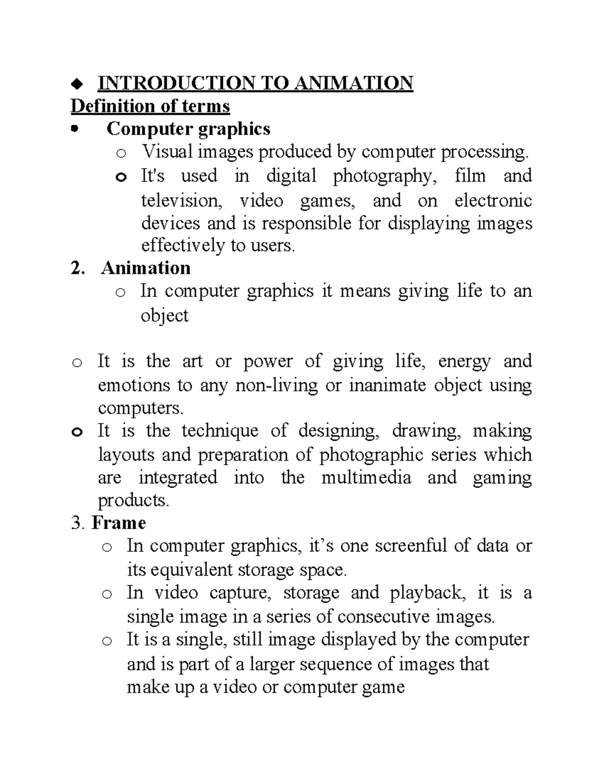Introduction TO Animation - INTRODUCTION TO ANIMATION Definition of ...