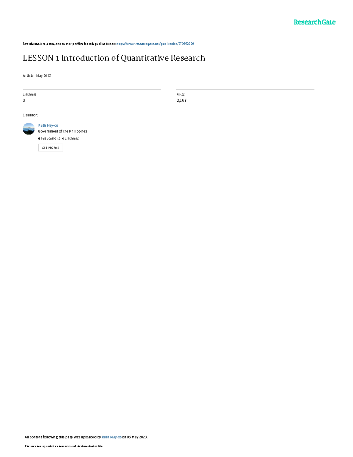 Lesson 1Introductionof Quantitative Research - See discussions, stats ...
