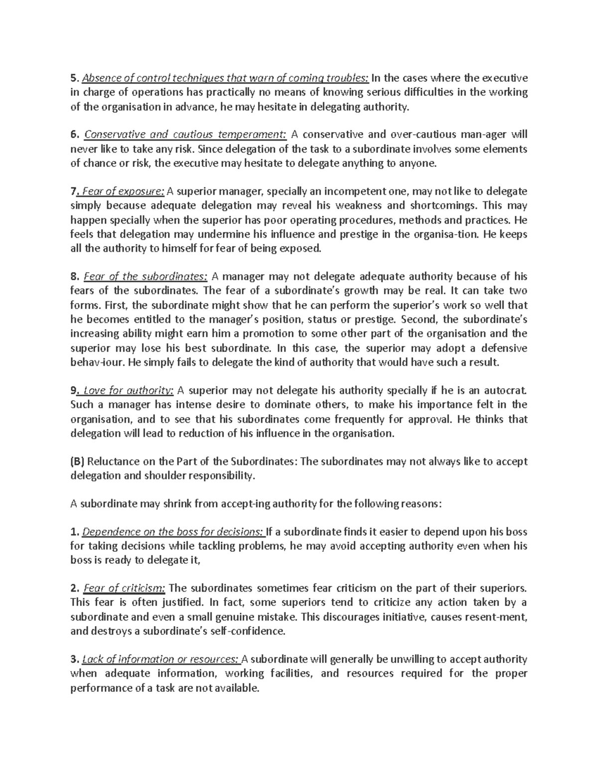 POM BBA istsem 7 - Principles of management part 3 - Absence of control ...