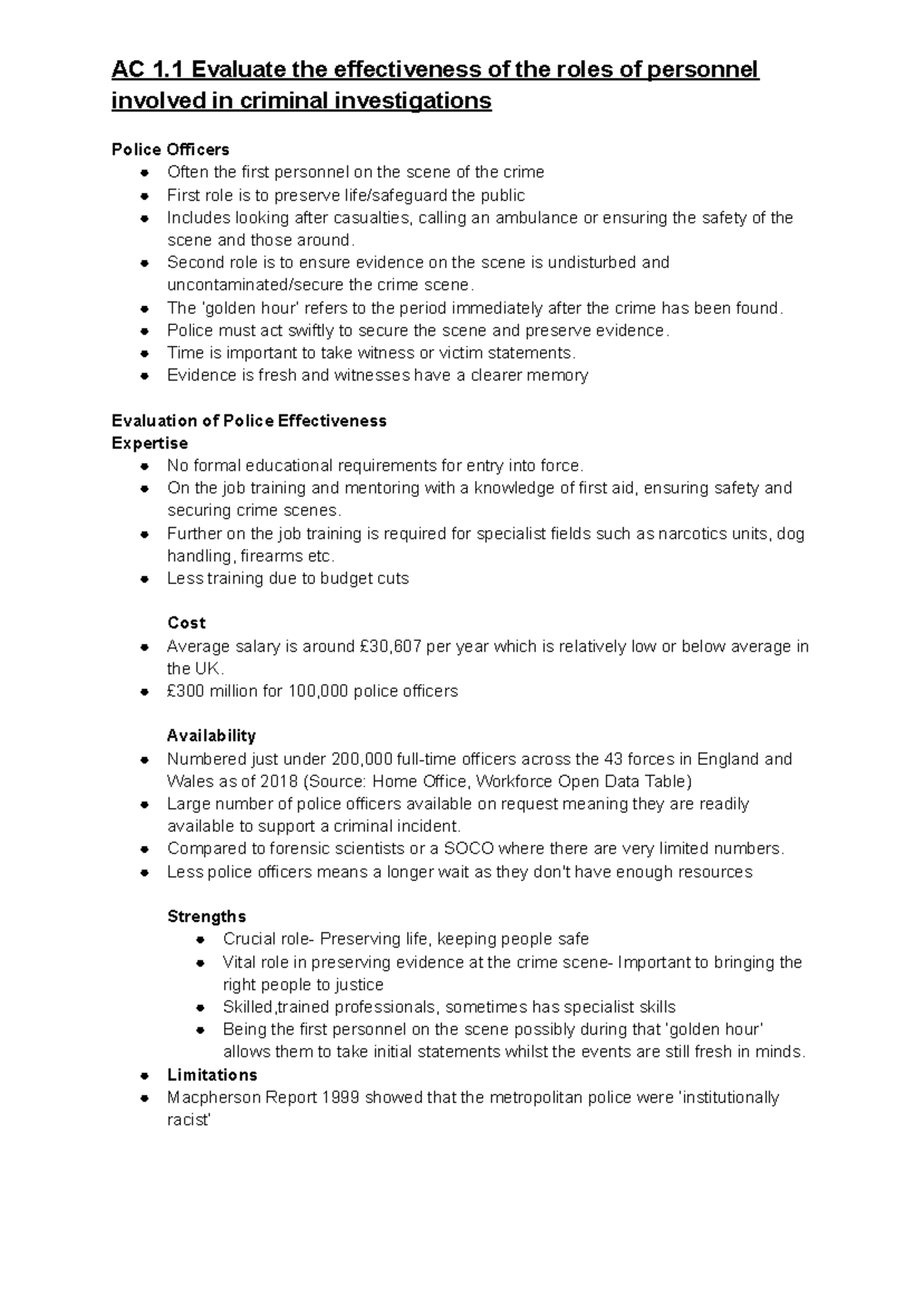 1 - crim notes - involved in criminal investigations Police Officers ...