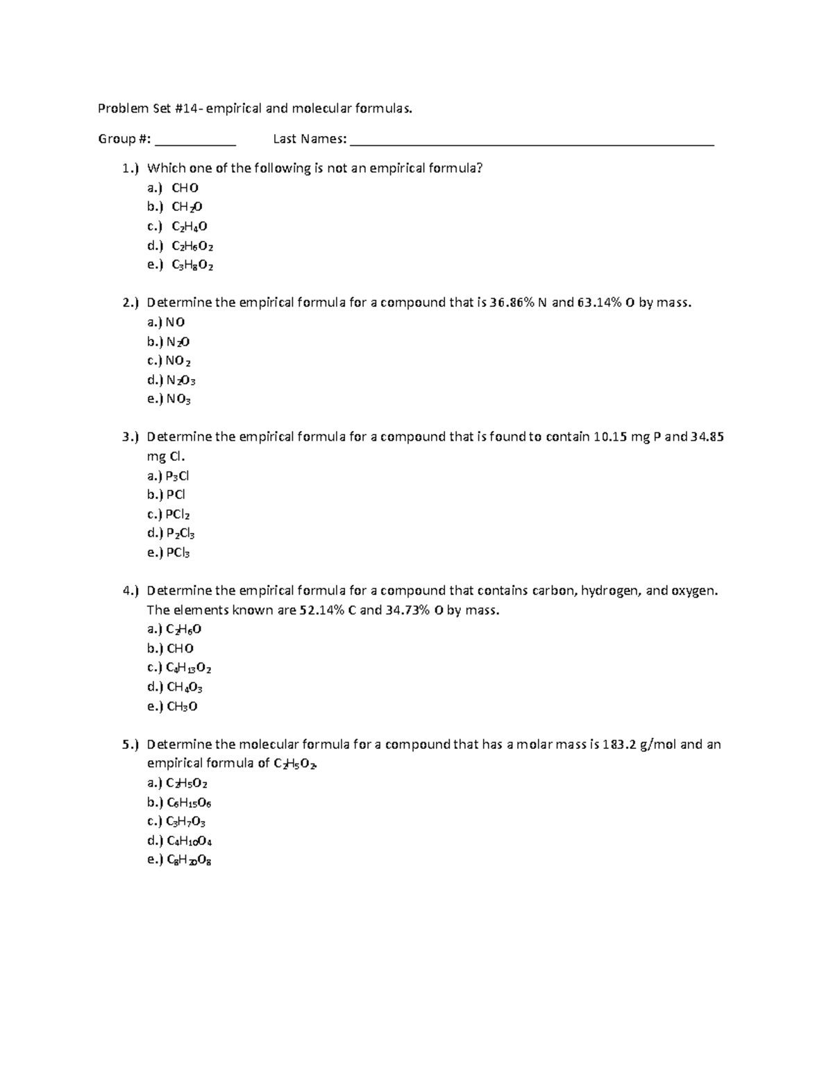 Problem+Set+%2314 - Practice problems sets for chemistry - Problem Set ...