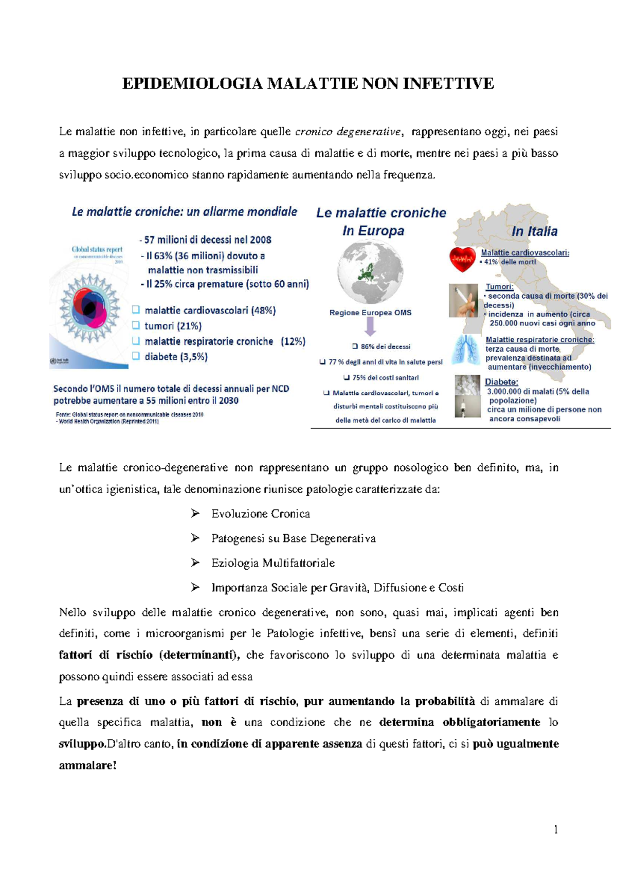 Epid Malattie Non Infettive Epidemiologia Malattie Non Infettive