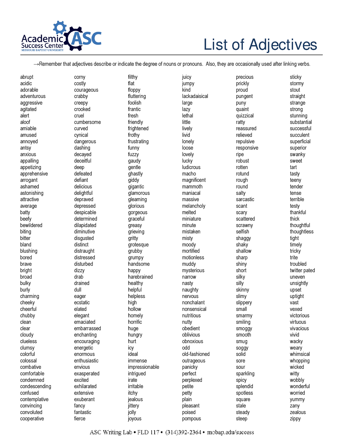 List Of Adjectives B2 English Vocabulary Remember That Adjectives 