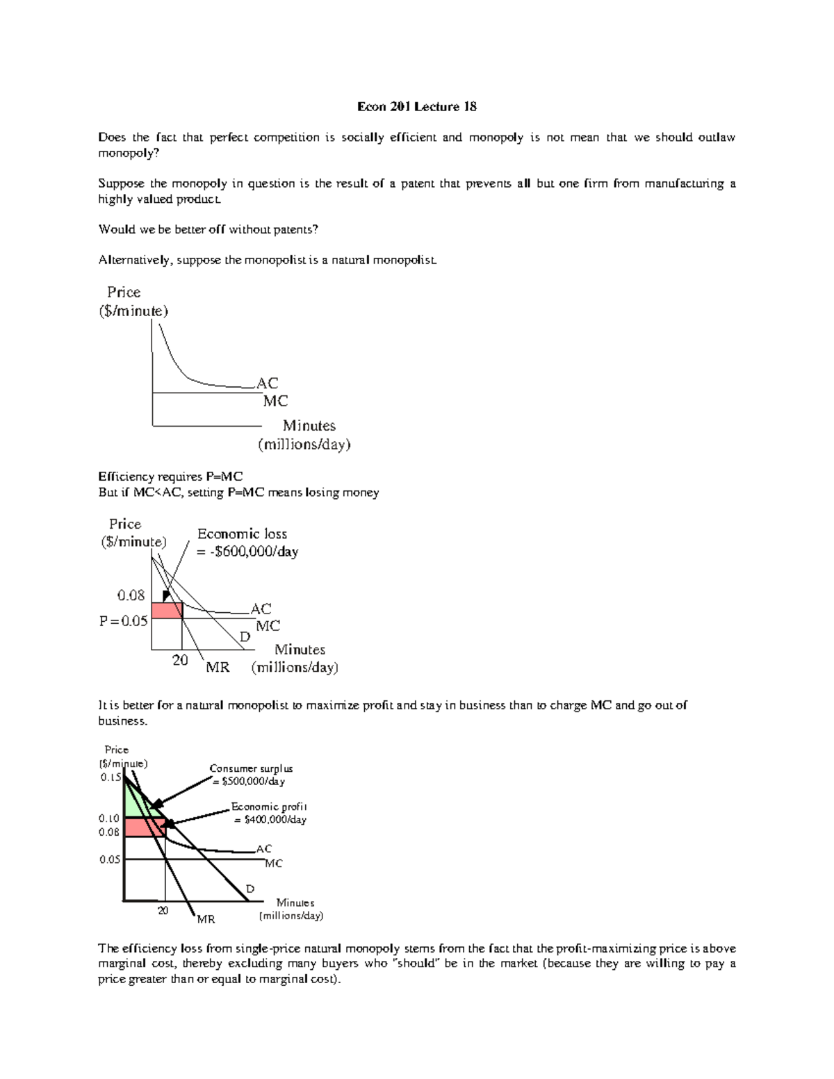 18 econ 201 - Lecture note 18 - Econ 201 Lecture 18 Does the fact that ...