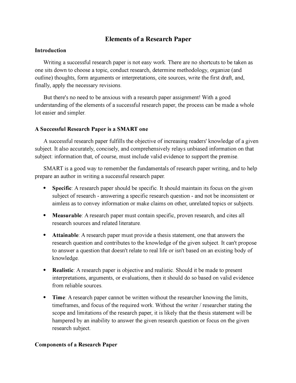 what are the elements of research proposal pdf