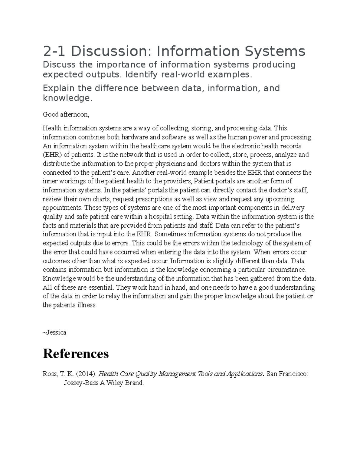 21 Discussion Information Systems 21 Discussion Information
