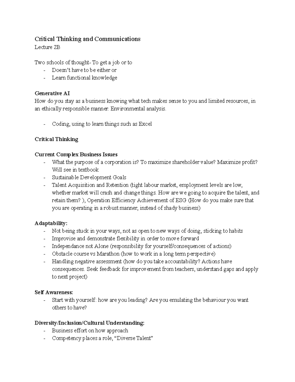 Critical Thinking and Communications - Critical Thinking and ...
