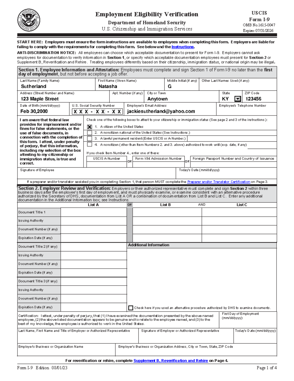 I-9 - Employment Eligibility Verification Department of Homeland ...