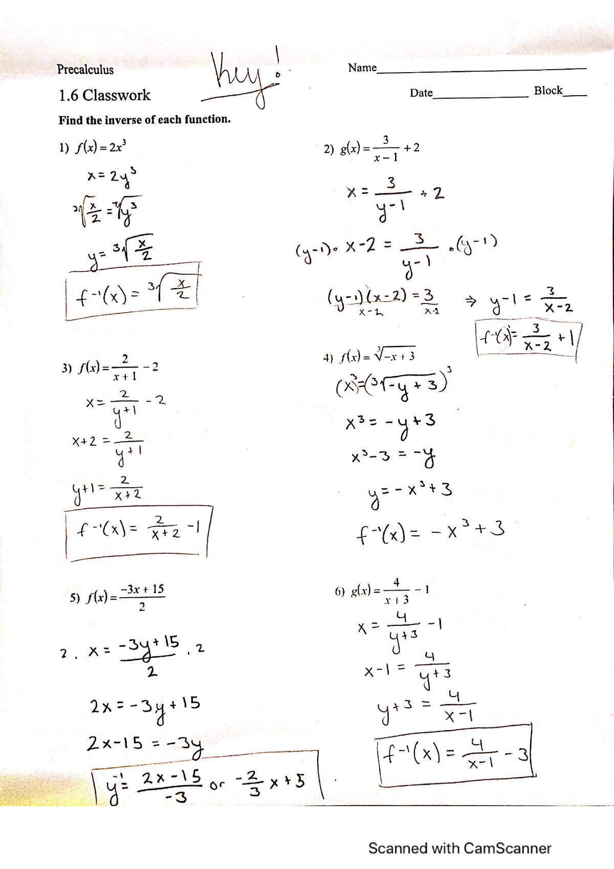 Key 1.6 Classwork - Mat 146 - Studocu