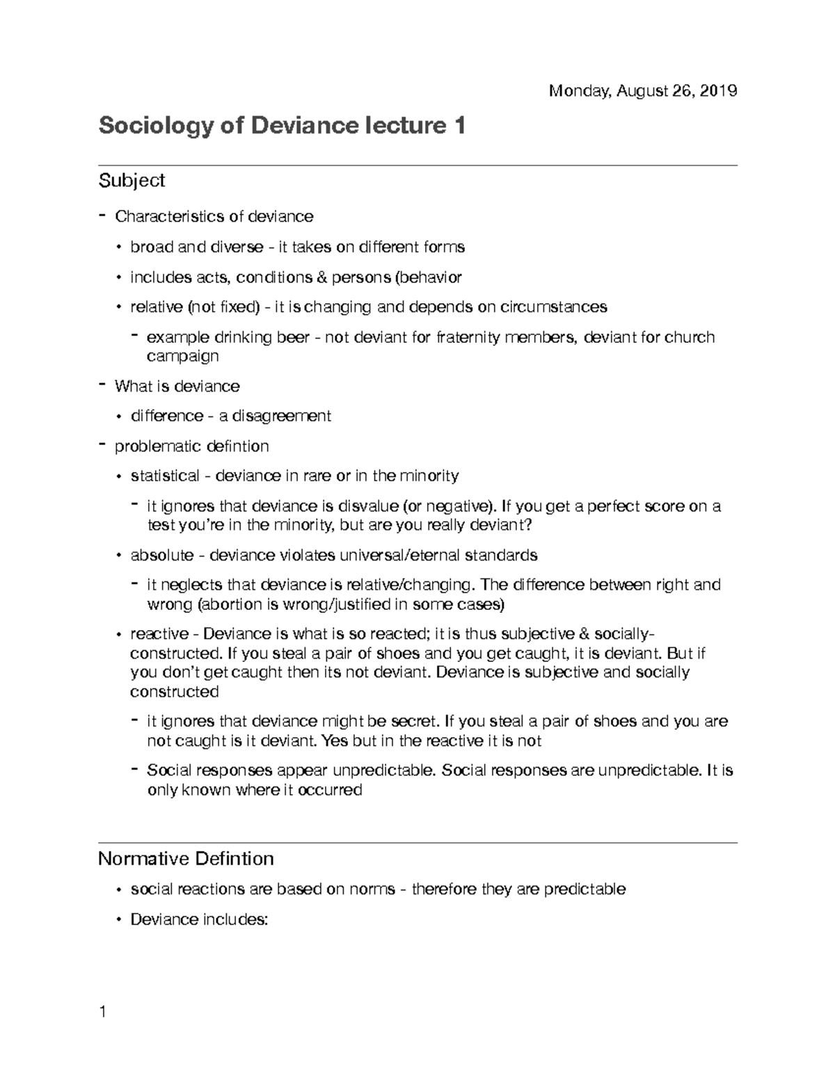 Soc Dev Lecture 1 - Professor Liu SOC Deviance everything you need for ...