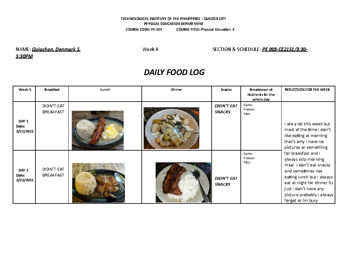 Pathfit Form for Week 10b - PHYSICAL EDUCATION DEPARTMENT COURSE CODE ...