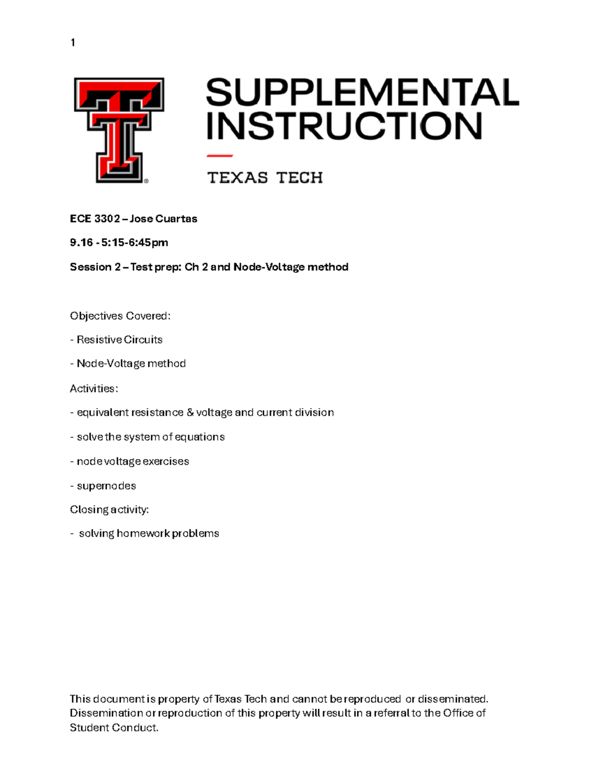 Request - Homework - This document is property of Texas Tech and cannot ...
