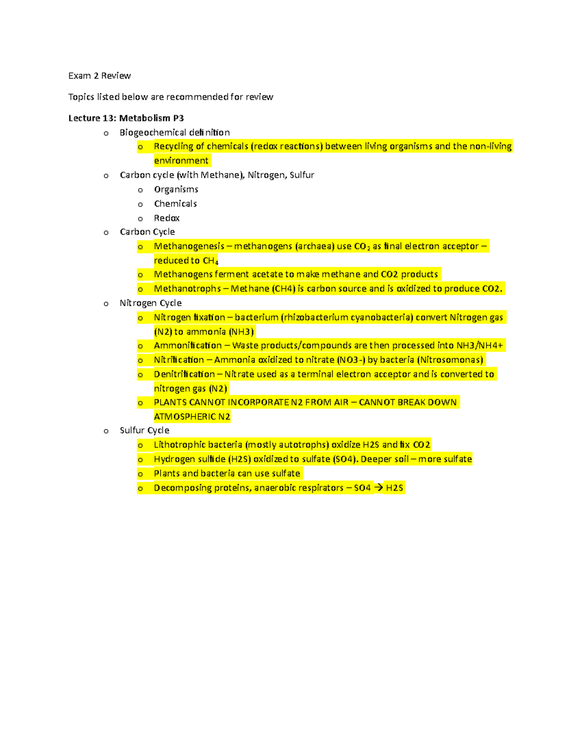 Lecture 13 review - Exam 2 Review Topics listed below are recommended ...