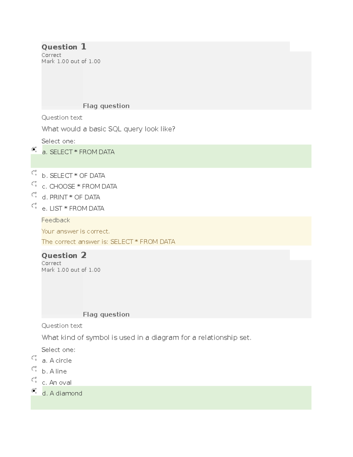 Quizzes CS3306 - Question 1 Correct Mark 1 out of 1. Flag question ...