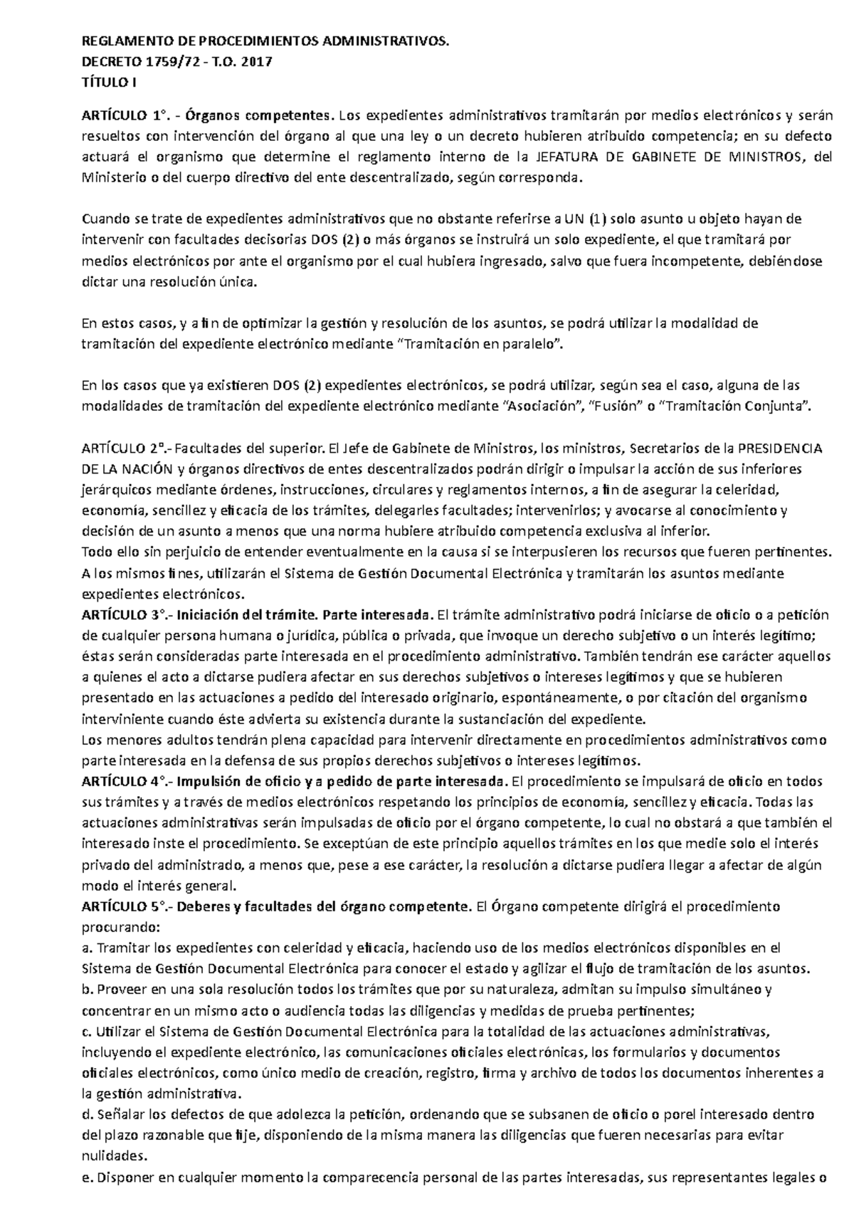 Decreto De Procedimiento Administrativo - REGLAMENTO DE PROCEDIMIENTOS ...