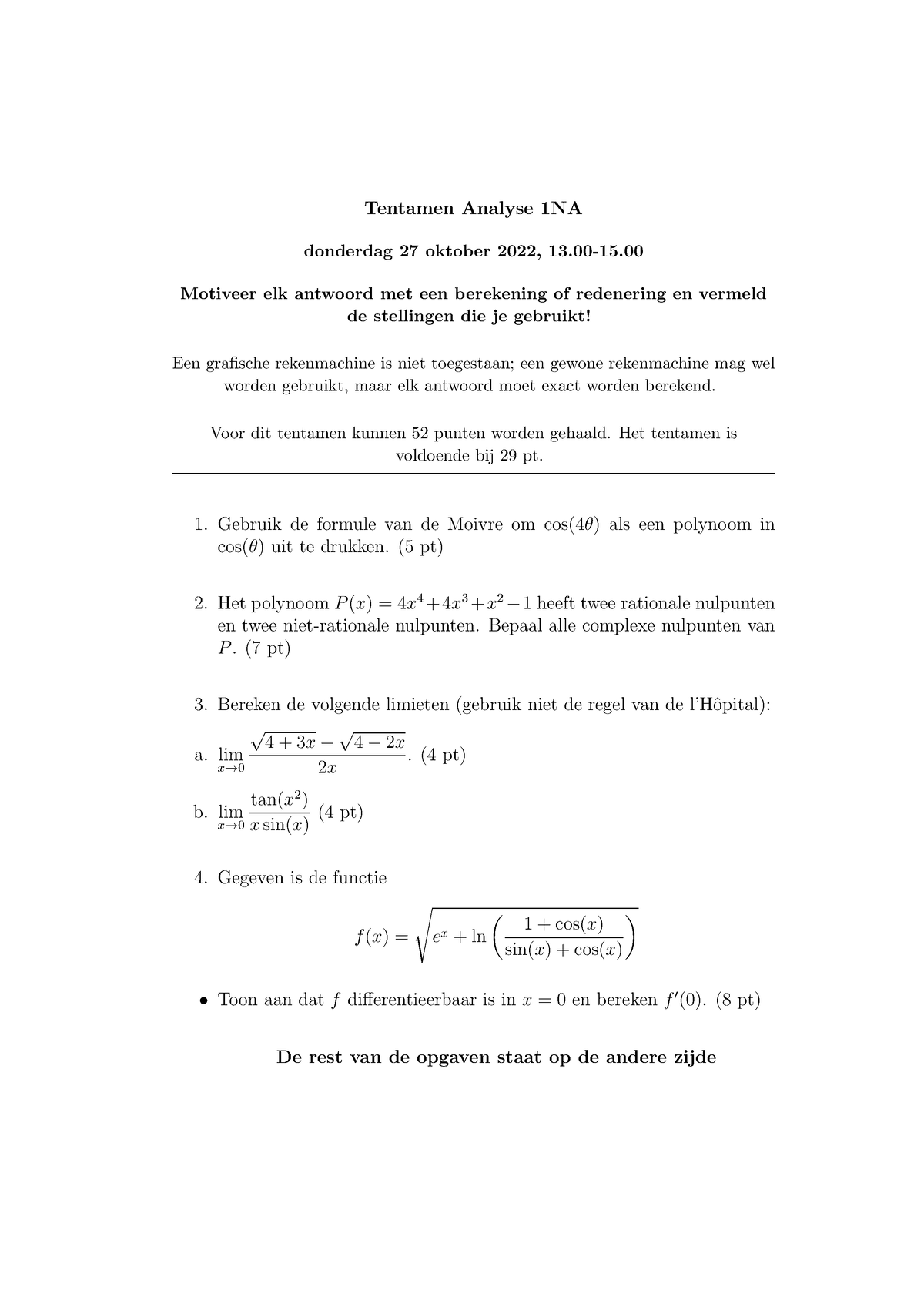 Tentamens Analyse 1NA 2022 - Tentamen Analyse 1NA Donderdag 27 Oktober ...