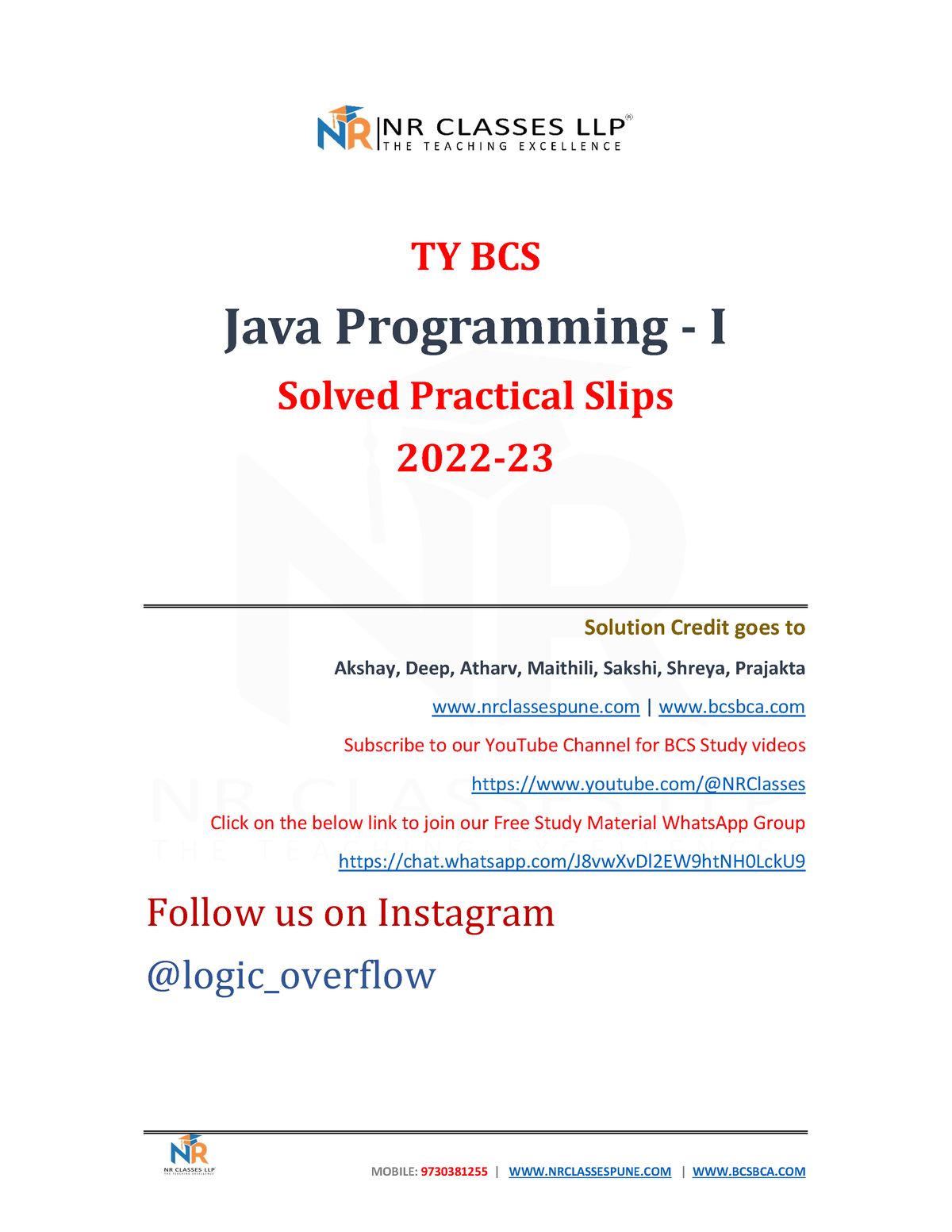 tybcs java assignment 1