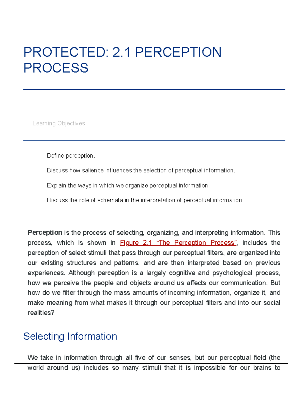 2.1 Perception Process – Communication in the Real World - PROTECTED: 2 ...