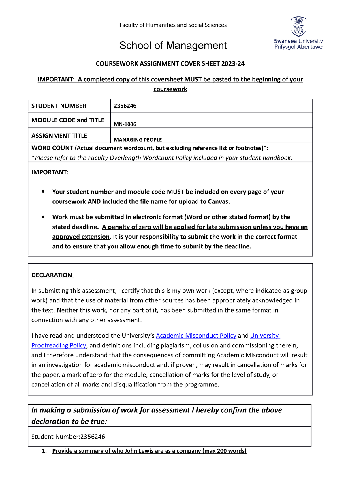 ucl coursework cover sheet