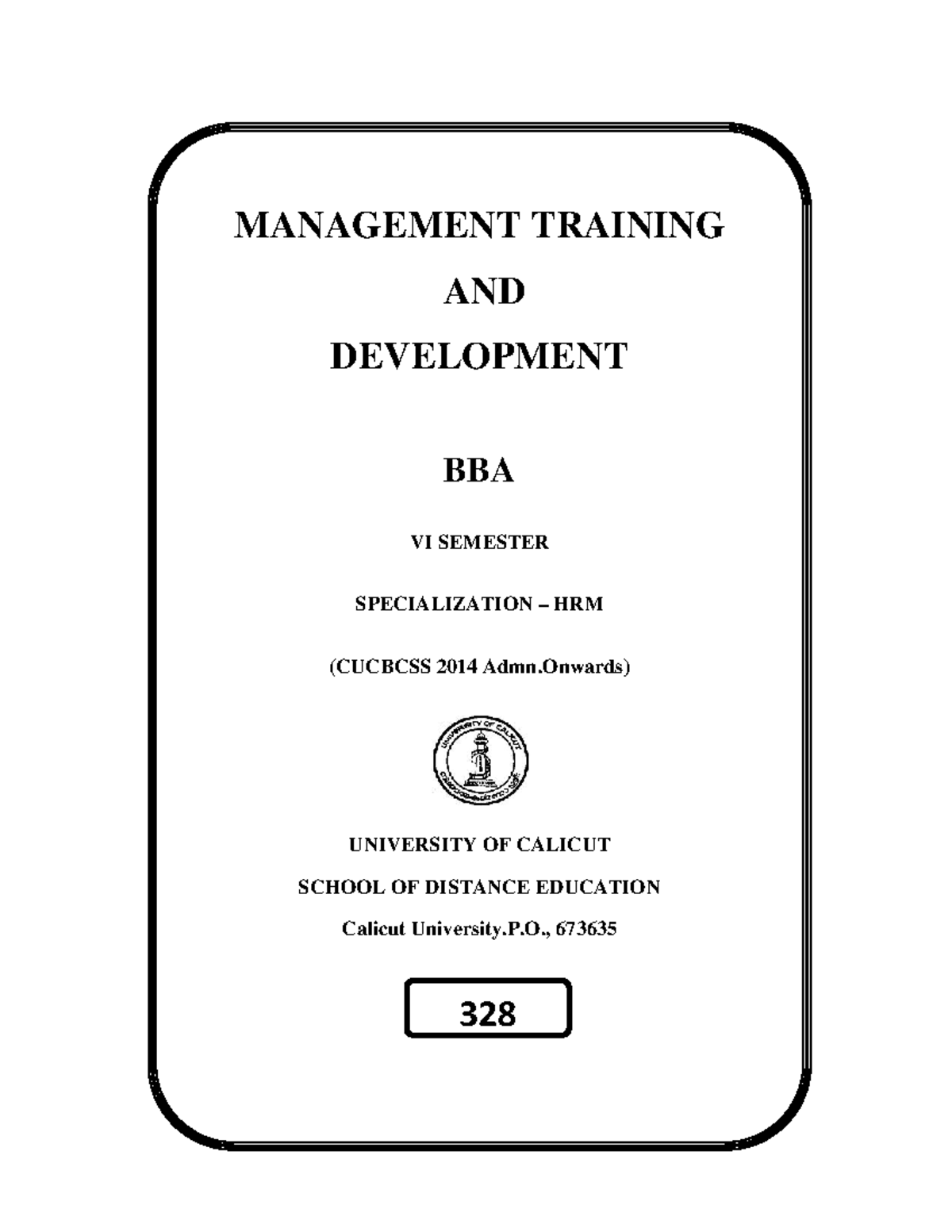Sde176 - Notes - MANAGEMENT TRAINING AND DEVELOPMENT BBA VI SEMESTER ...