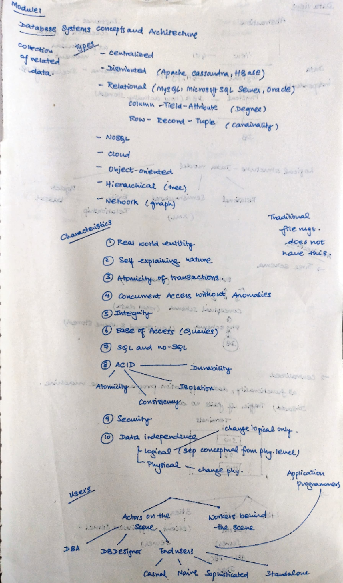 Database Short notes - Modulel hatabese Sstems coneepts aud ...