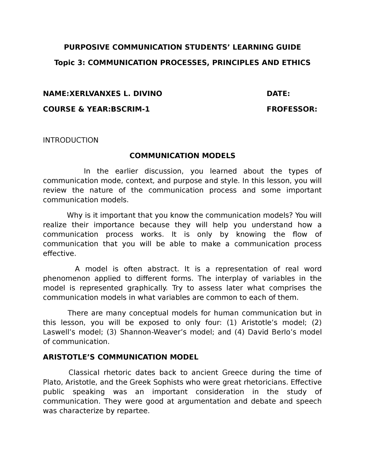 Module 1 Topic 3 Communication Processes Principles And Ethics ...