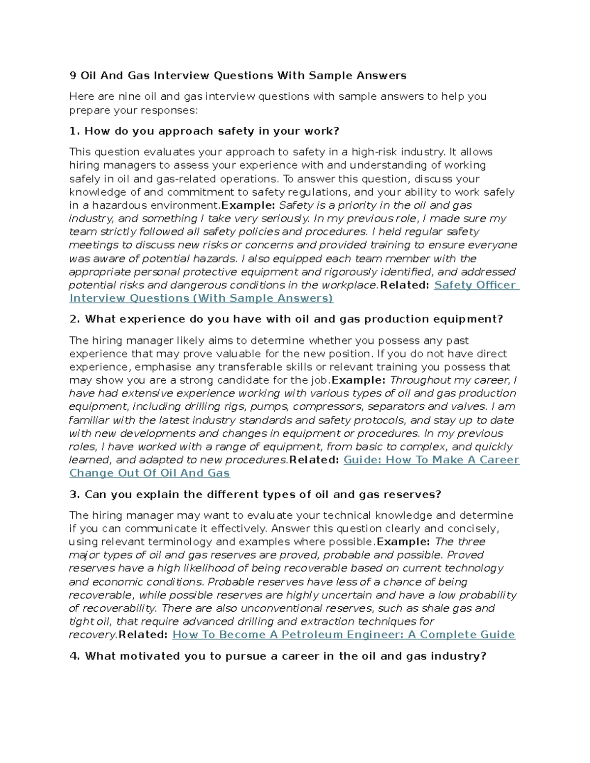 9 Oil And Gas Interview Questions With Sample Answers It allows hiring managers to assess your