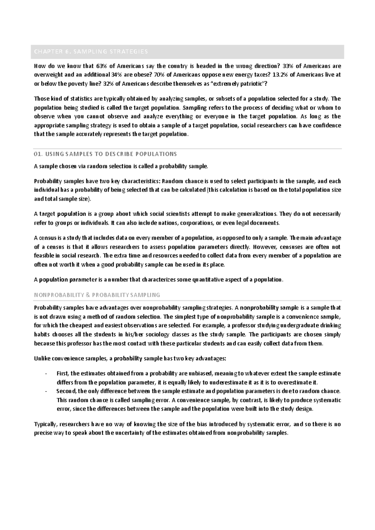 Sampling strategies - Research Design - CHAPTER 6. SAMPLING STRATEGIES ...