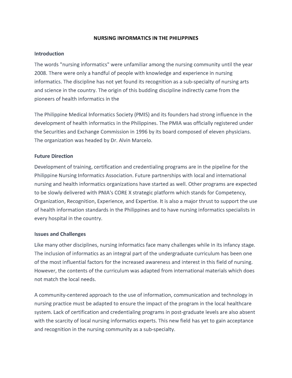 nursing informatics thesis