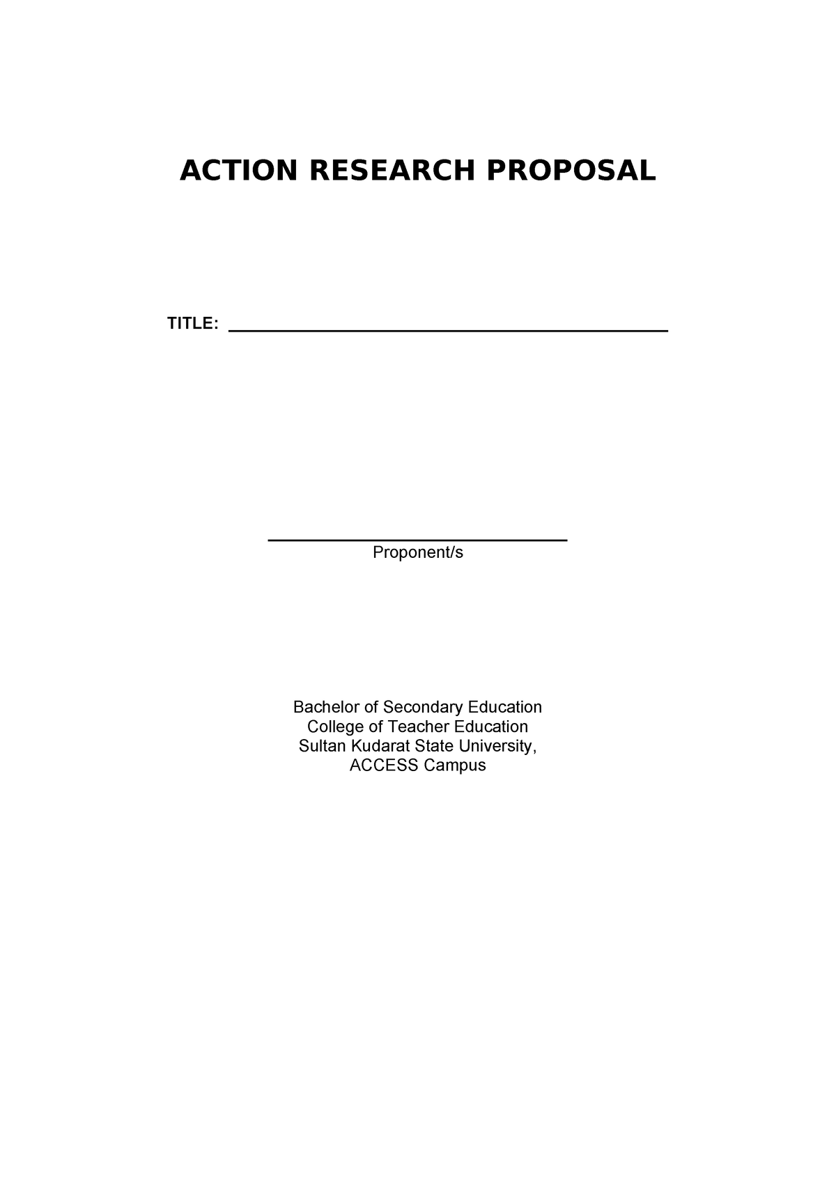 title proposal for action research