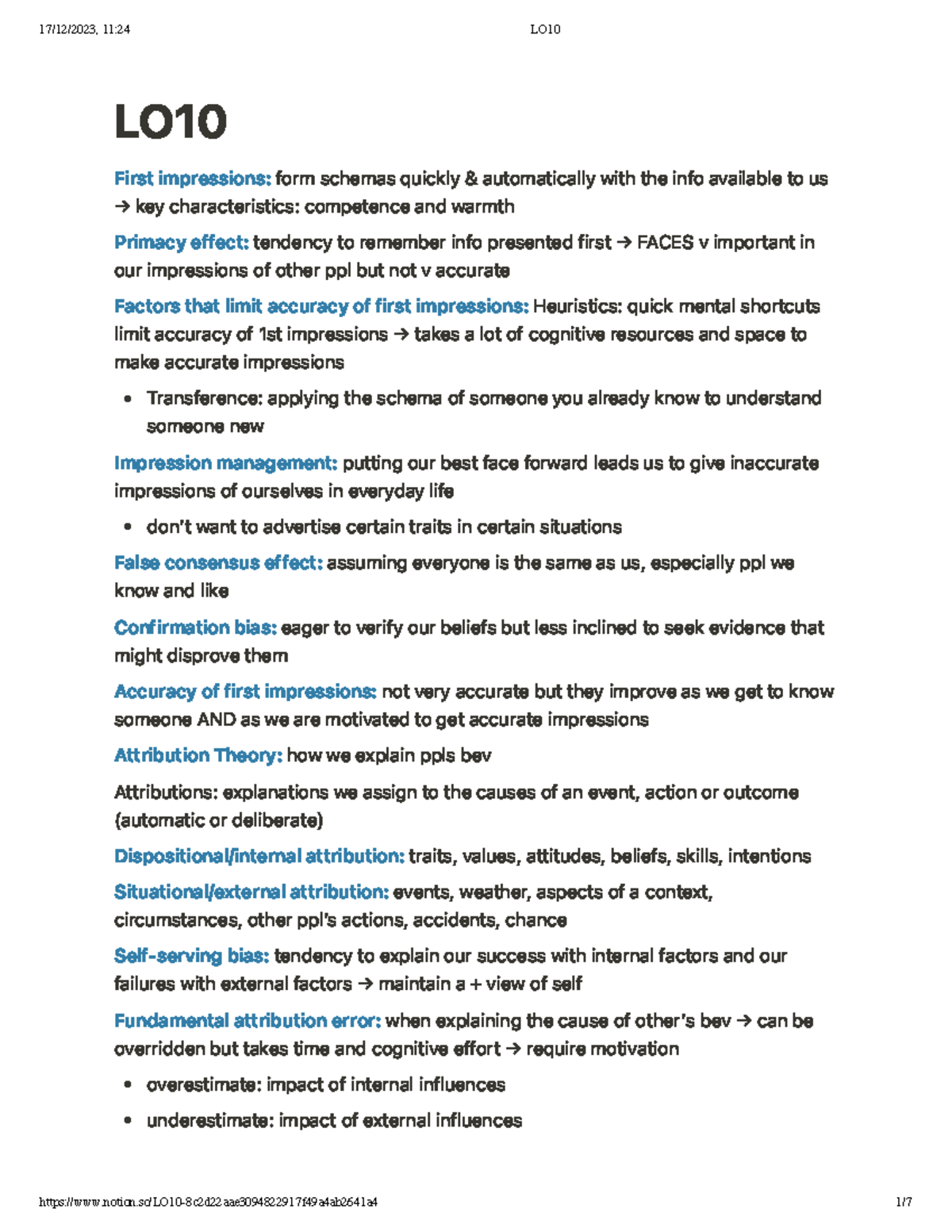LO10 Social PSYC - LO 10 First impressions: form schemas quickly ...