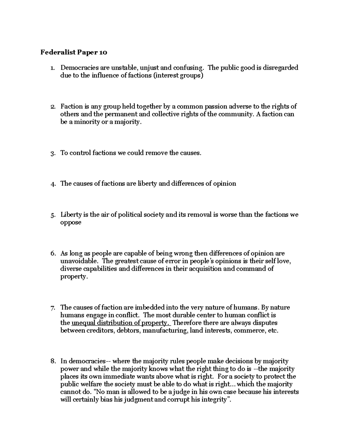 thesis of federalist paper 10