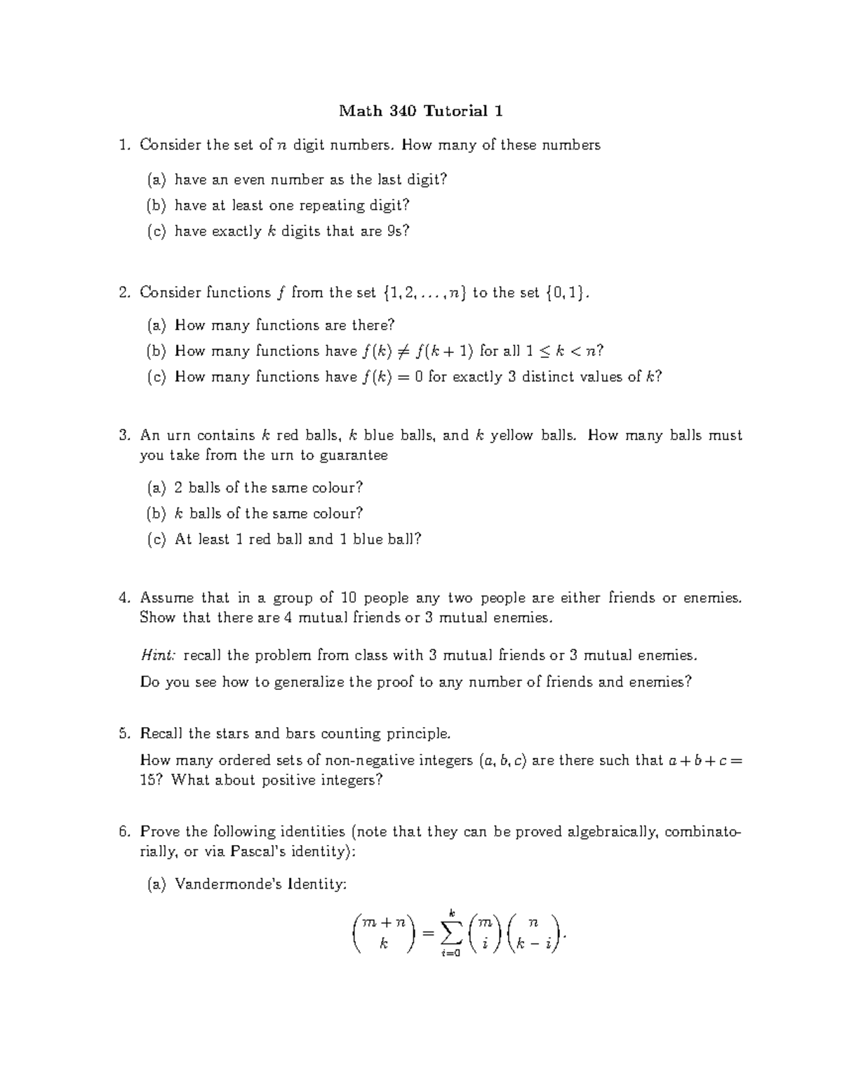 340 tutorial 1 - Math 340 Tutorial 1 Consider the set ofndigit numbers ...