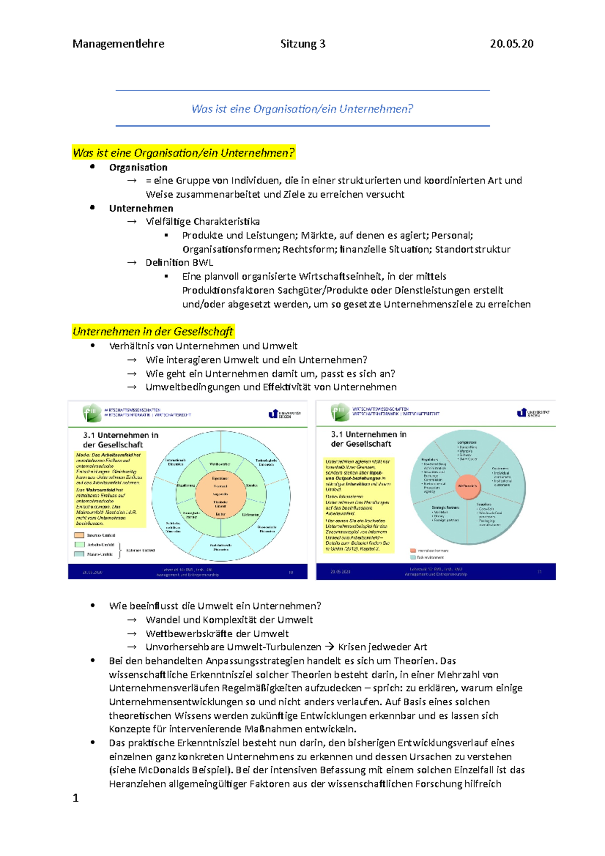 Was ist eine Organisation - Managementlehre Sitzung 3 20. Was ist eine