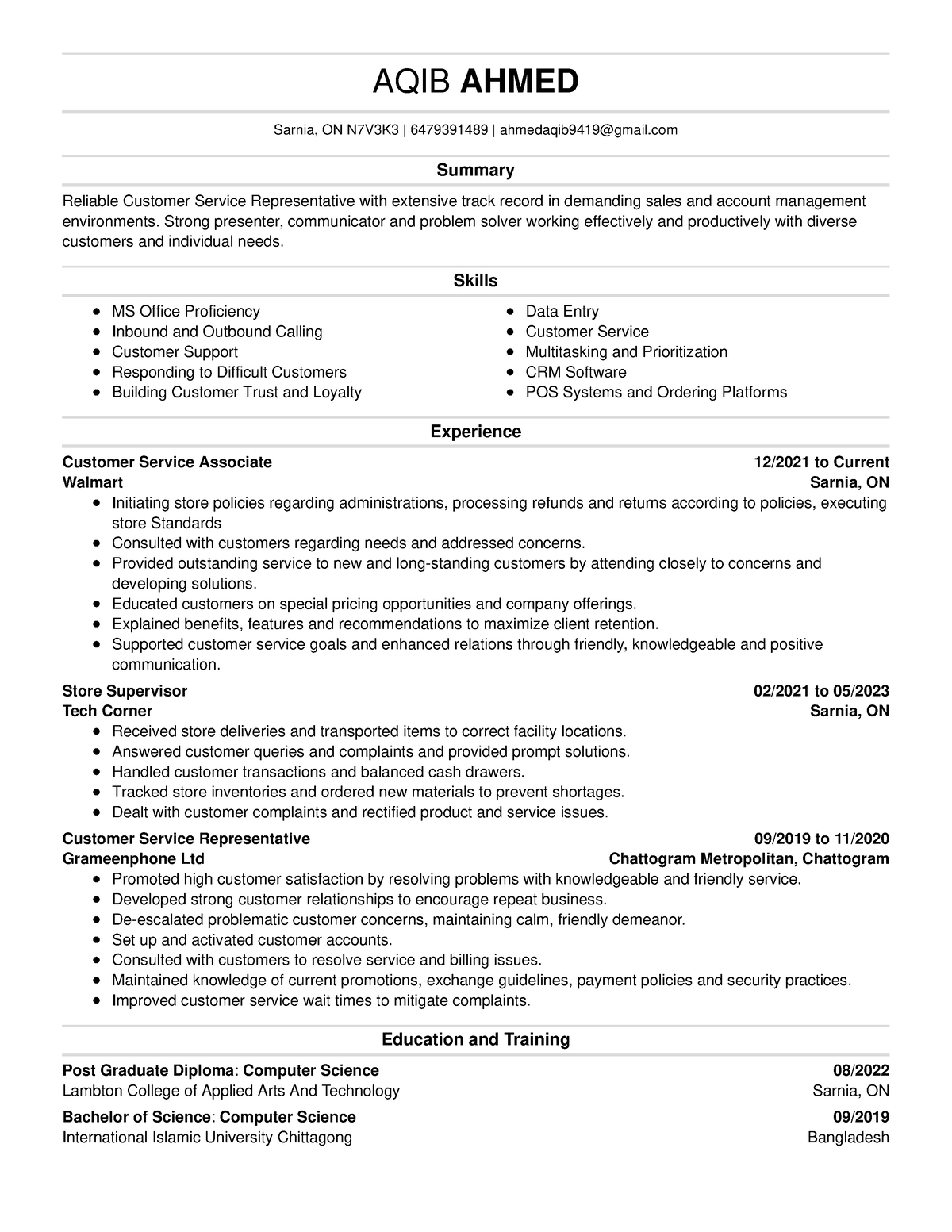 resume help sarnia