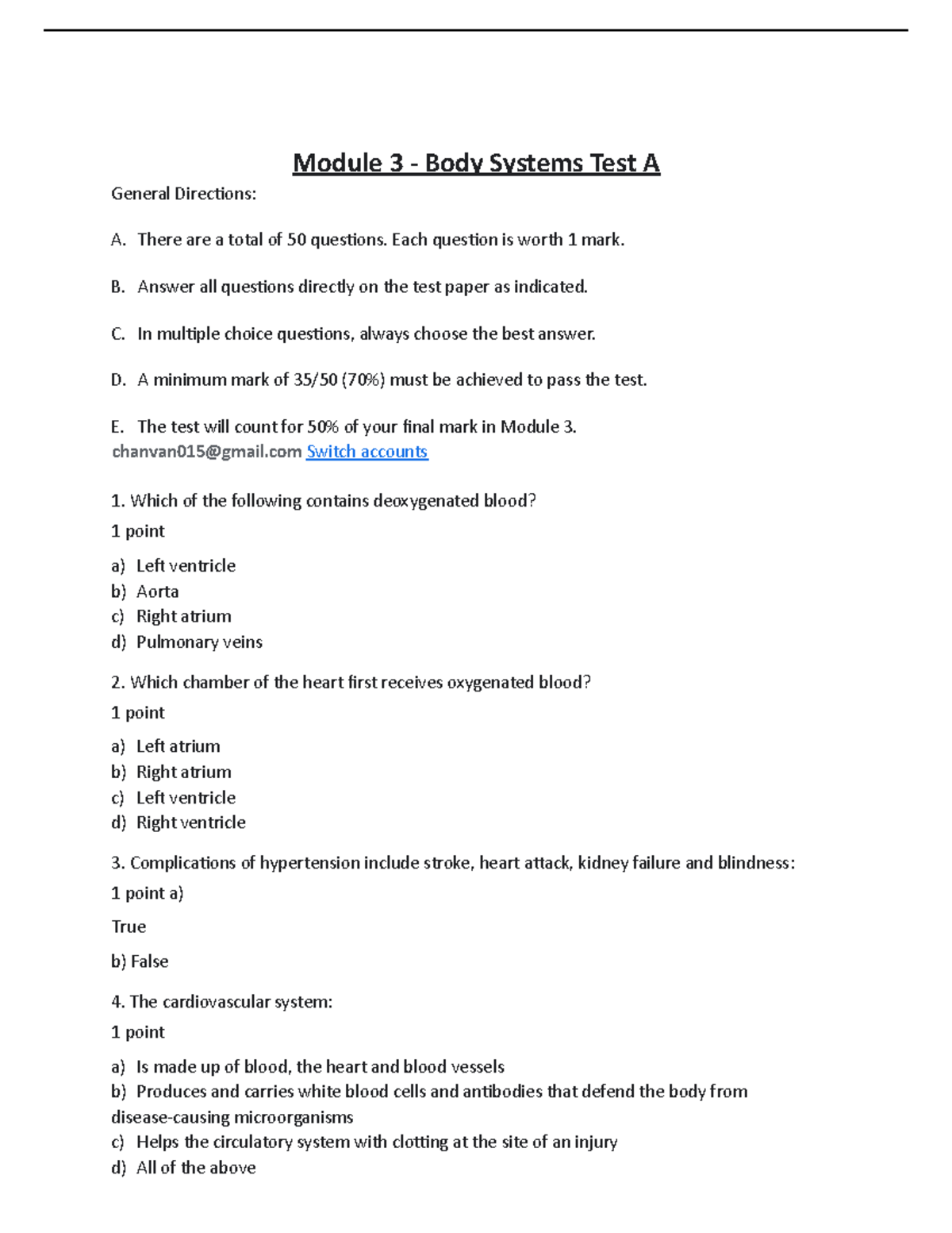 Module 3 A - Lecture Notes - Module 3 - Body Systems Test A General ...