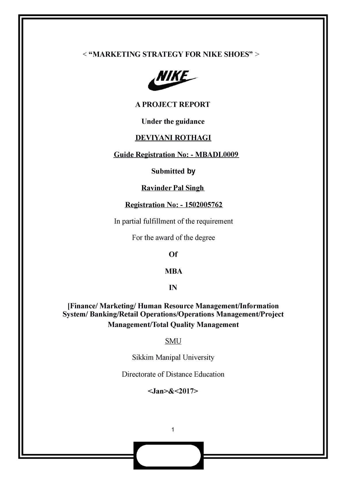 marketing research proposal of nike