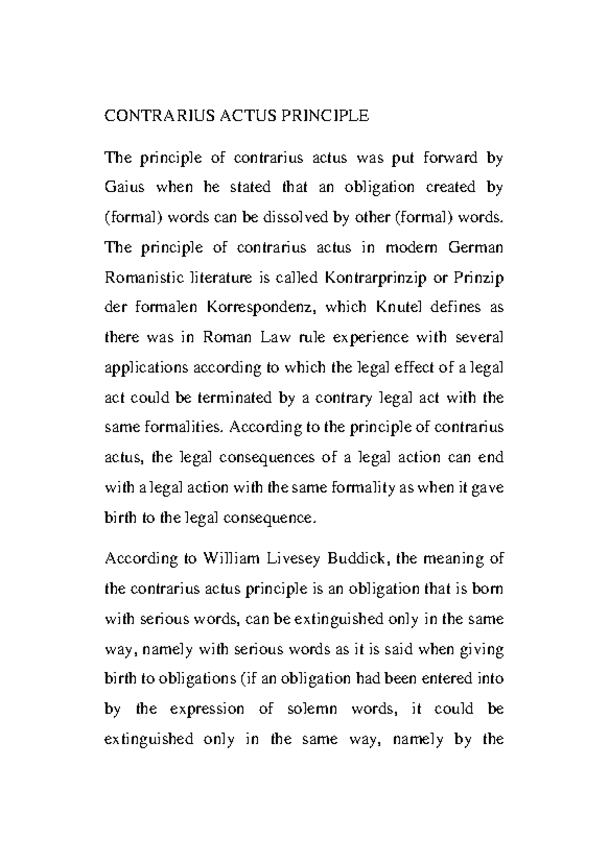 Contrarius Actus Principle - CONTRARIUS ACTUS PRINCIPLE The principle ...